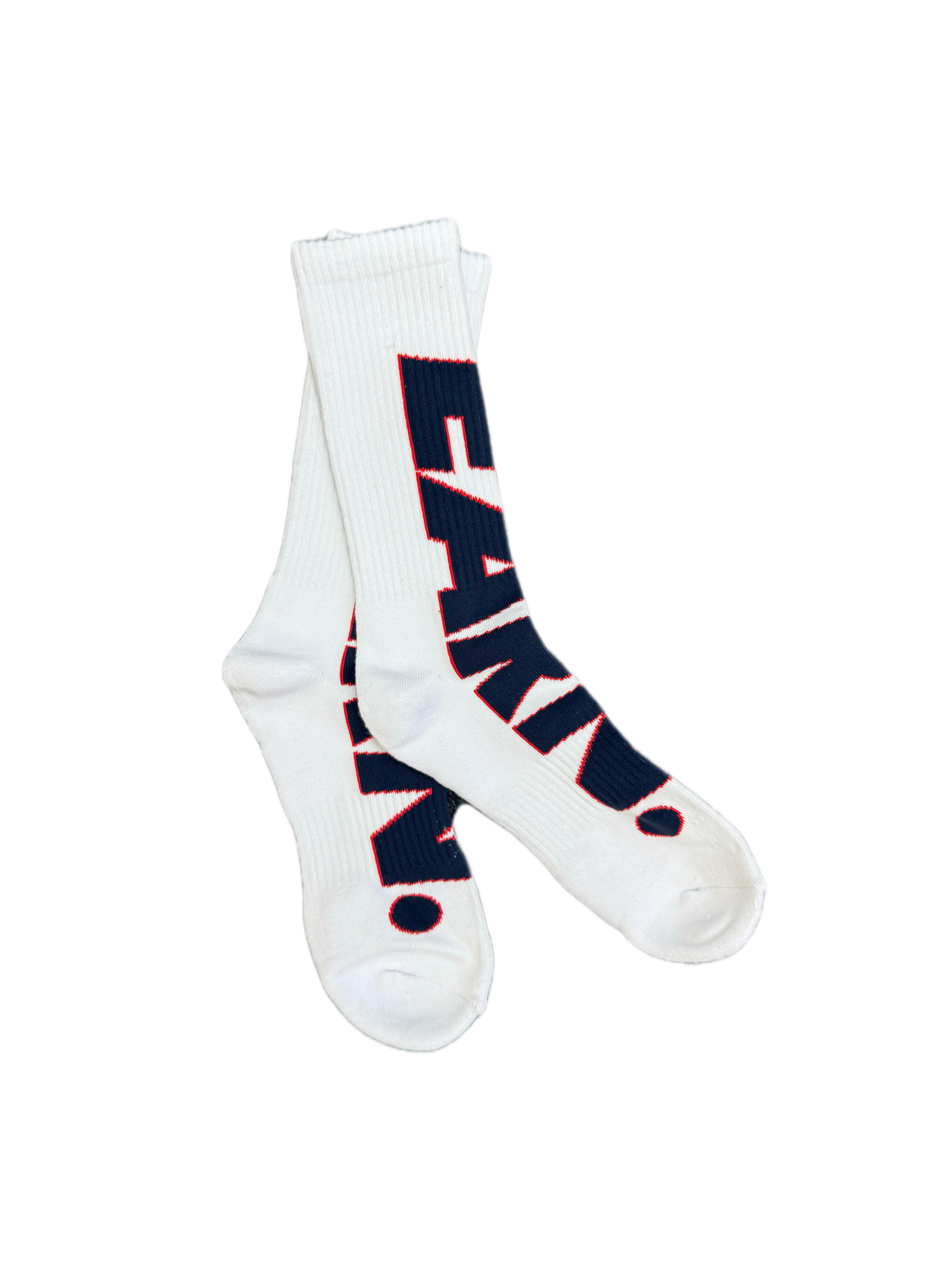 White NAVY red E Socks